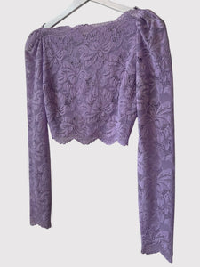 NWT Rabanne Long-Sleeve Lace Crop Top