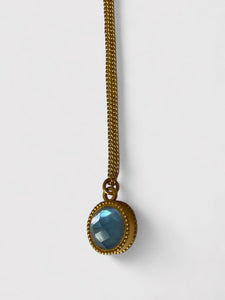 Julie Vos Fleur de Lis Irridescent Blue Chalcedony Solitaire with BOX