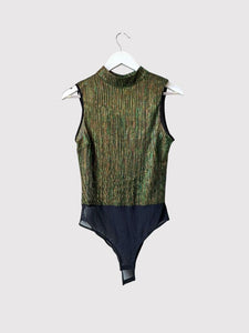 Merci Lurex Mockneck Bodysuit NWT