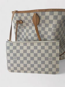 Louis Vuitton Neverfull MM Damier Azur with Pouch