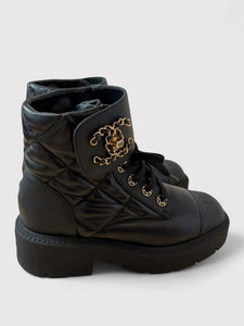 Chanel Quilted Combat Boot with BOX