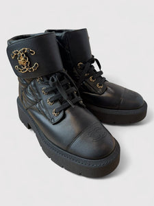 Chanel Quilted Combat Boot with BOX